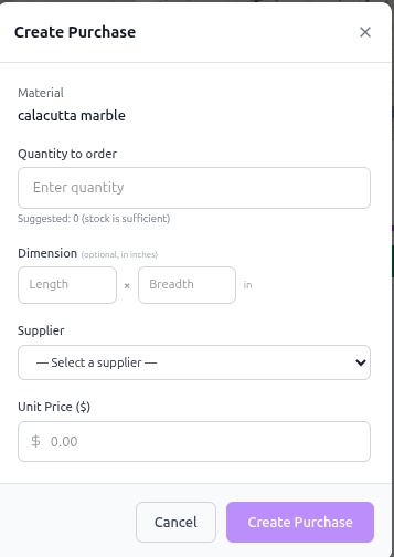Purchase Master Creating Creating a Purchase - TulipCRM_Documentation
